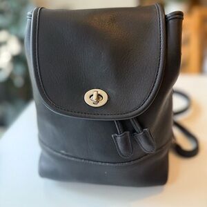 Vintage Coach 9960 Black Leather Mini Daypack Backpack